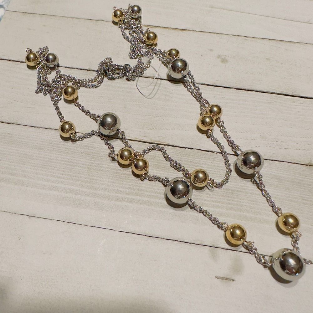 Talbots Silver And Gold Round Balls Necklace